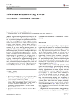 Software for Molecular Docking: a Review