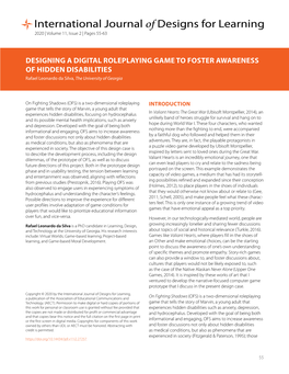 DESIGNING a DIGITAL ROLEPLAYING GAME to FOSTER AWARENESS of HIDDEN DISABILITIES Rafael Leonardo Da Silva, the University of Georgia