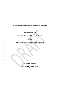 Standardization Roadmap for Electric Vehicles Prepared by the Electric