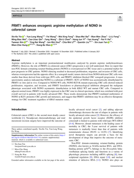 PRMT1 Enhances Oncogenic Arginine Methylation of NONO in Colorectal Cancer