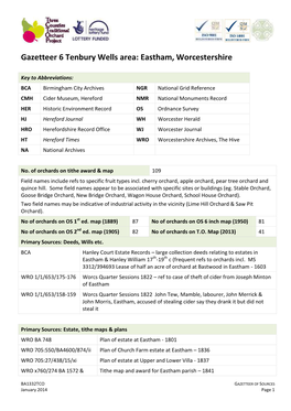 Gazetteer 6 Tenbury Wells Area: Eastham, Worcestershire