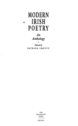 MODERN IRISH POETRY an Anthology