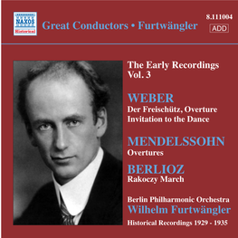 WILHELM FURTWÄNGLER APPENDIX: the Early Recordings, Vol