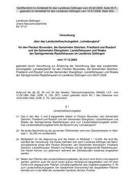 Veröffentlicht Im Amtsblatt Für Den Landkreis Göttingen Vom 03.02.2005, Seite 65 Ff., Geändert Im Amtsblatt Für Den Landkreis Göttingen Vom 10.07.2008, Seite 404