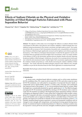 Effects of Sodium Chloride on the Physical and Oxidative Stability of Filled Hydrogel Particles Fabricated with Phase Separation Behavior