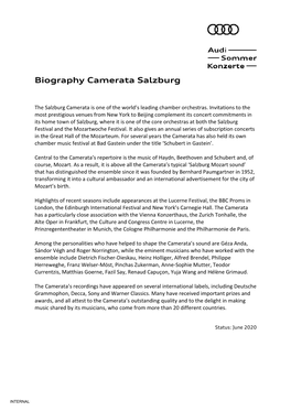 Biography Camerata Salzburg