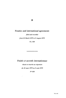 Treaties and International Agreements Traités Et Accords Internationaux