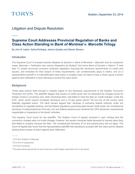 Litigation and Dispute Resolution Supreme Court Addresses