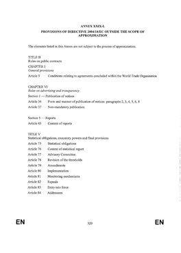 Annex Xxix-L Provisions of Directive 2004/18/Ec Outside the Scope of Approximation