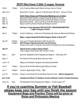 Little League Schedule