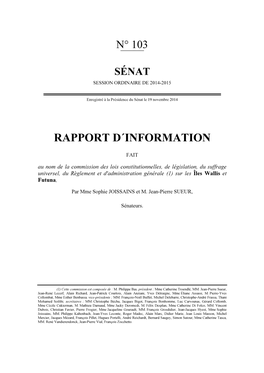 Rapport Wallis Et Futuna