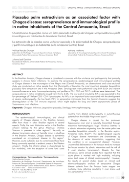 Piassaba Palm Extractivism As an Associated Factor with Chagas Disease: Seroprevalence and Immunological Profile in Native Inhabitants of the Central Amazonia, Brazil