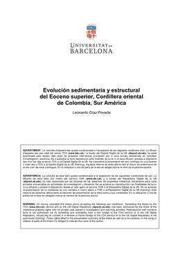 Evolución Sedimentaria Y Estructural Del Eoceno Superior, Cordillera Oriental De Colombia, Sur América
