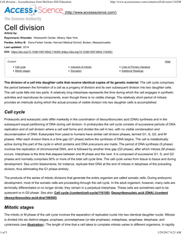 Cell Division - Accessscience from Mcgraw-Hill Education