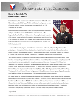 General Dennis L. Via COMMANDING GENERAL