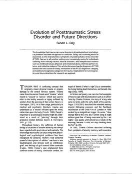 Evolution of Posttraumatic Stress Disorder and Future Directions Susan L