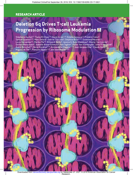 Deletion 6Q Drives T-Cell Leukemia Progression by Ribosome Modulation