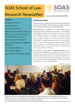 SOAS School of Law Research Newsletter Issue 10, Dec 2015