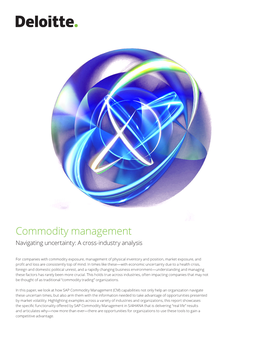 Commodity Management Navigating Uncertainty: a Cross-Industry Analysis