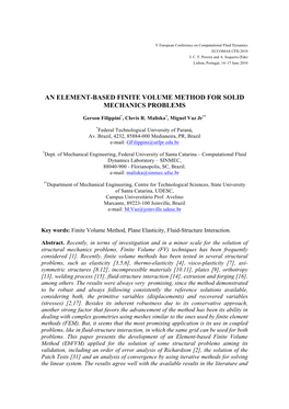 An Element-Based Finite Volume Method for Solid Mechanics Problems