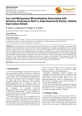 Iron and Manganese Mineralization Associated with Archean Greenstone Belt in Joda-Noamundi Sector, Odisha, East Indian Shield