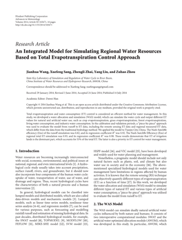 An Integrated Model for Simulating Regional Water Resources Based on Total Evapotranspiration Control Approach