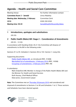 (Public Pack)Agenda Document for Health and Social Care Committee