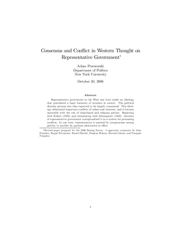 Consensus and Conflict in Western Thought On