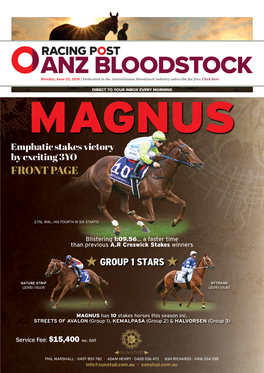 DIRECT to YOUR INBOX EVERY MORNING Monday, June 22, 2020 | Dedicated to the Australasian Bloodstock Industry - Subscribe for Free: Click Here