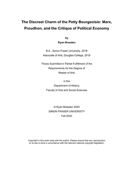 The Discreet Charm of the Petty Bourgeoisie: Marx, Proudhon, and the Critique of Political Economy