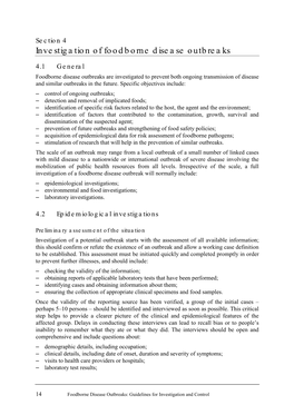 Section 4 Investigation of Foodborne Disease Outbreaks