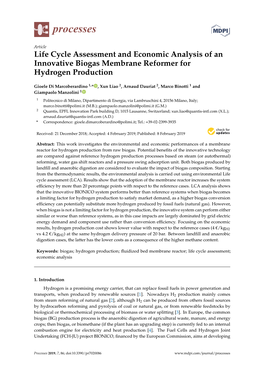 Life Cycle Assessment and Economic Analysis of an Innovative Biogas Membrane Reformer for Hydrogen Production