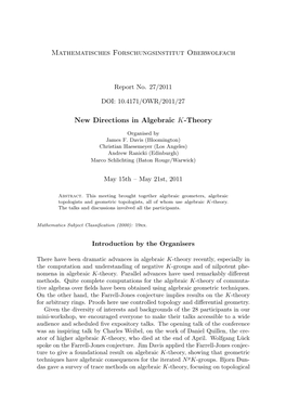 Mathematisches Forschungsinstitut Oberwolfach New Directions In