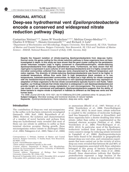 Deep-Sea Hydrothermal Vent Epsilonproteobacteria Encode a Conserved and Widespread Nitrate Reduction Pathway (Nap)