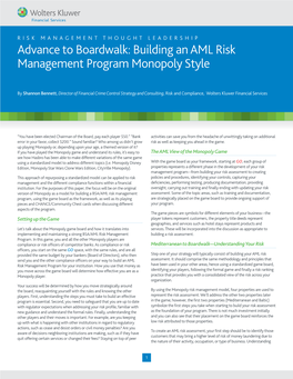 Advance to Boardwalk: Building an AML Risk Management Program Monopoly Style