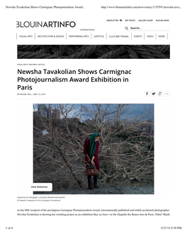 Newsha Tavakolian Shows Carmignac Photojournalism Award