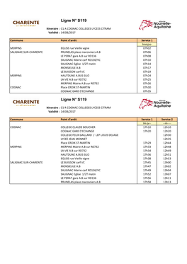 Ligne N° S119 Ligne N° S119