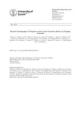 Revised Stratigraphy of Neogene Strata in the Cocinetas Basin, La Guajira, Colombia