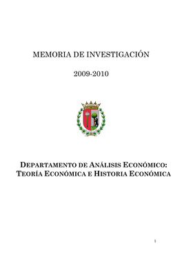 Memoria De Investigación 2009-2010 Departamento De Análisis Económico