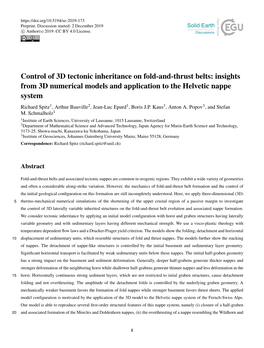 Control of 3D Tectonic Inheritance on Fold-And-Thrust Belts