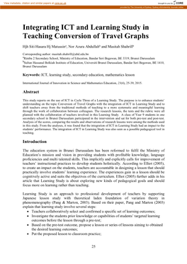 Integrating ICT and Learning Study in Teaching Conversion of Travel Graphs