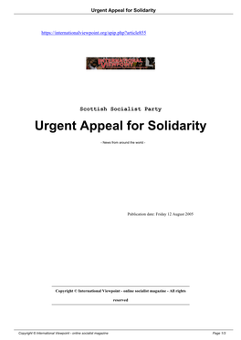 Urgent Appeal for Solidarity