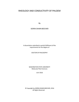 Rheology and Conductivity of Phloem