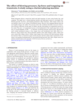 The Effect of Blowing Pressure, Lip Force and Tonguing on Transients: a Study Using a Clarinet-Playing Machine