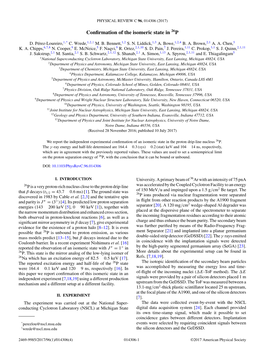 CONFIRMATION of the ISOMERIC STATE in 26P PHYSICAL REVIEW C 96, 014306 (2017) and the Decay Station