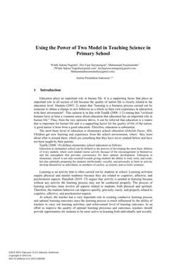 Using the Power of Two Model in Teaching Science in Primary School