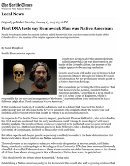 Local News First DNA Tests Say Kennewick Man Was Native American