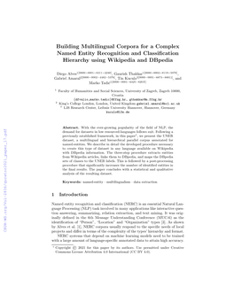 Building Multilingual Corpora for a Complex Named Entity Recognition and Classiﬁcation Hierarchy Using Wikipedia and Dbpedia