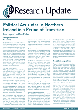 Political Attitudes in Northern Ireland in a Period of Transition