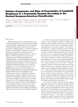 Relative Frequencies and Sites of Presentation of Lymphoid Neoplasms in a Community Hospital According to the Revised European-American Classification